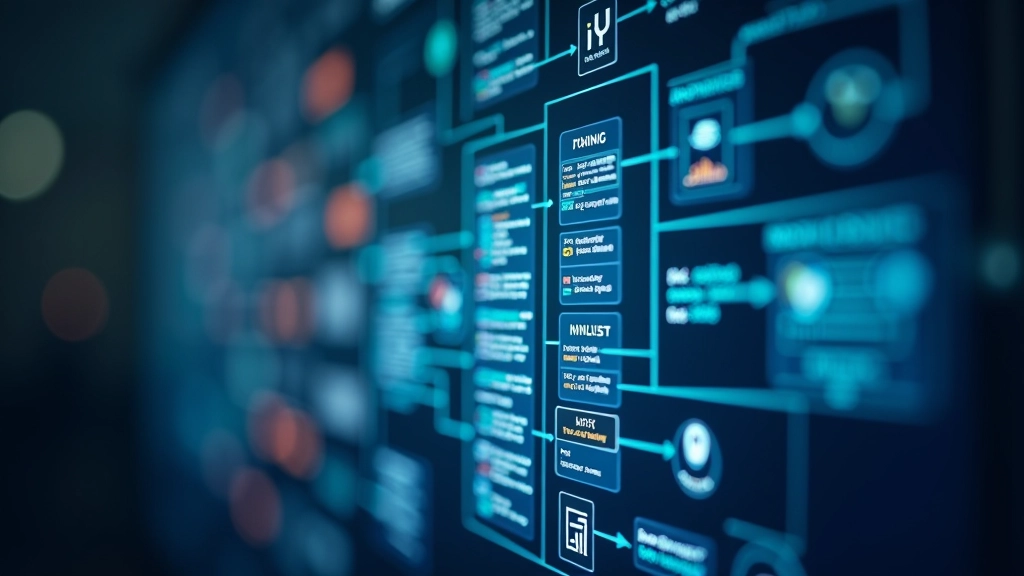 Database schema diagram and structured data visualization showing enterprise data preparation and organization methods
